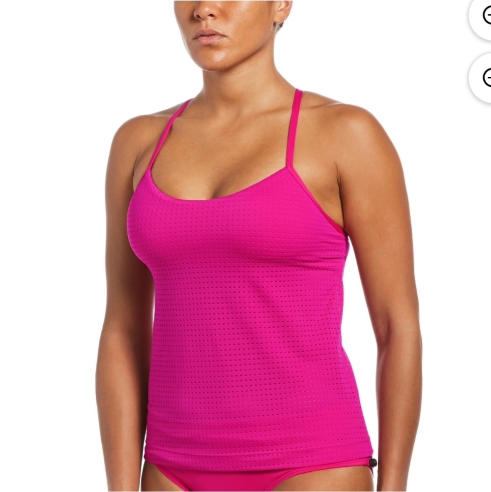 Nike Women's Pink And Black Perforated Tankini Set
